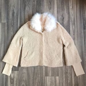 McGinn Nordstrom’s Fox Fur Collar Sweater M Wool